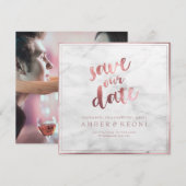 PixDezines Save the Date Nep Rose Goud+Marmer (Voorkant / Achterkant)