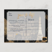 PixDezines/Save the Date Paris Skyline/Faux Gold Aankondigingskaart (Achterkant)