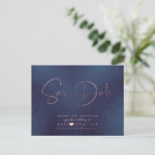 PixDezines Save the Date/Roos Gold Iridescent Navy Briefkaart (Staand voorkant)