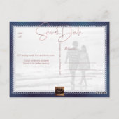 PixDezines Save the Date/Roos Gold Iridescent Navy Briefkaart (Achterkant)