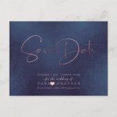 PixDezines Save the Date/Roos Gold Iridescent Navy Briefkaart (Voorkant)