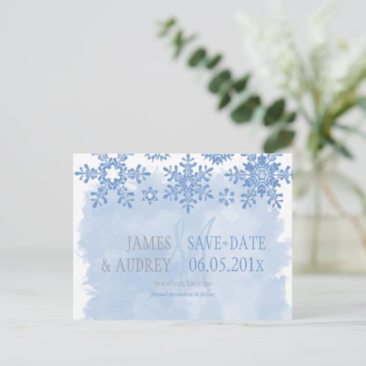 PixDezines/save the date/snowflakes Aankondigingskaart (Staand voorkant)
