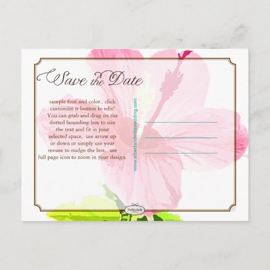 PixDezines/save the date/ tropisch strand Aankondigingskaart (Achterkant)