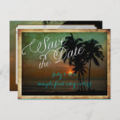 PixDezines/save the date/ tropisch strand Aankondigingskaart (Voorkant / Achterkant)