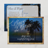 PixDezines/save the date/ tropisch strand Aankondigingskaart (Voorkant / Achterkant)