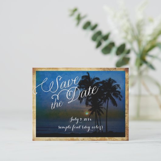 PixDezines/save the date/ tropisch strand Aankondigingskaart (Staand voorkant)