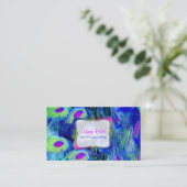 PixDezines schilderde pauw/kobalt+emerald Visitekaartje (Staand voorkant)