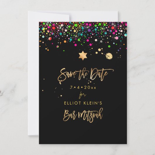 PixDezines Schitterende Regenboog Mitzvah Save the Date (Voorkant)