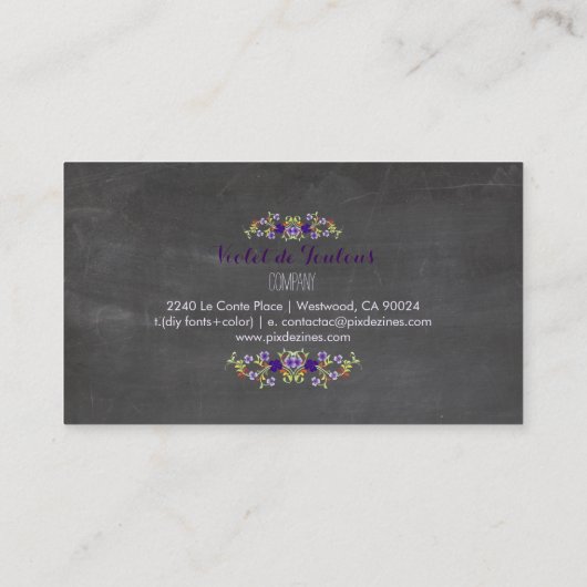 PixDezines schoolbord+Petite Fleurs Visitekaartje (Achterkant)