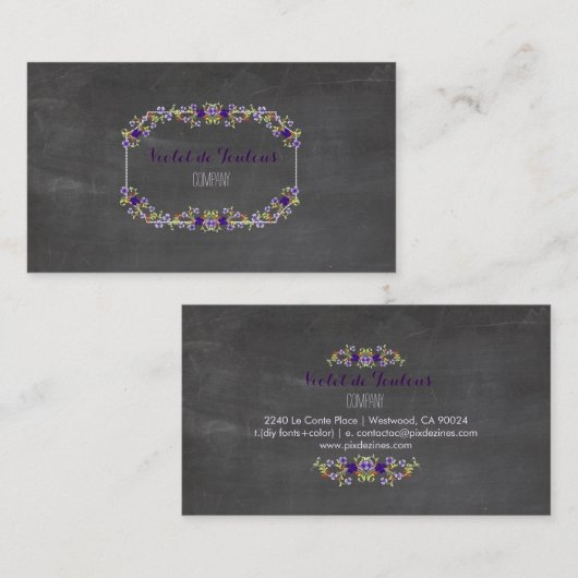 PixDezines schoolbord+Petite Fleurs Visitekaartje (Voorkant / Achterkant)
