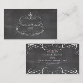 PixDezines schoolbord+petite fleurs Visitekaartje (Voorkant / Achterkant)