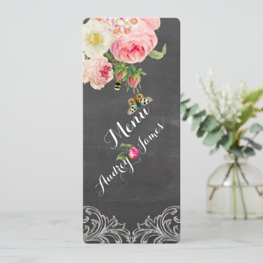 PixDezines schoolbord/ Rozen Menu (Staand voorkant)