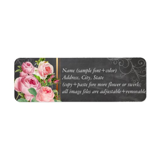 PixDezines schoolbord+vintage rozen Etiket (Voorkant)