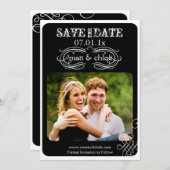 PixDezines scrolt/bewaar datum/DIY achtergrondkleu Save The Date (Voorkant / Achterkant)