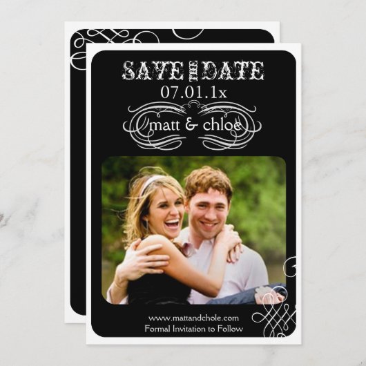 PixDezines scrolt/bewaar datum/DIY achtergrondkleu Save The Date (Voorkant / Achterkant)