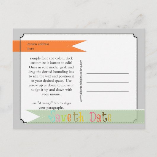 PixDezines seafoam + sinaasappel de datum opslaan Aankondigingskaart (Achterkant)