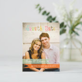 PixDezines seafoam + sinaasappel de datum opslaan Aankondigingskaart (Staand voorkant)