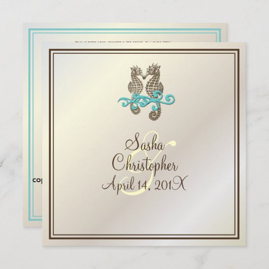 PixDezines Seahorse / Invitaties Kaart (Voorkant / Achterkant)