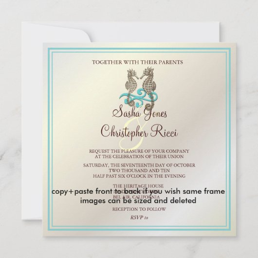 PixDezines Seahorse / Invitaties Kaart (Achterkant)