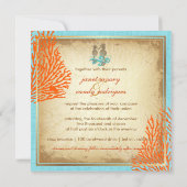 PixDezines  seahorse+koral/faux linnen Kaart (Achterkant)