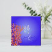 PixDezines Seahorse+koral/ kobalt blauw Kaart (Staand voorkant)