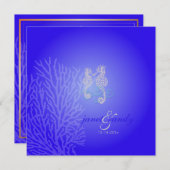 PixDezines Seahorse+koral/ kobalt blauw Kaart (Voorkant / Achterkant)