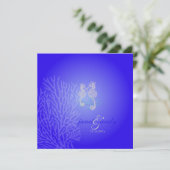 PixDezines Seahorse+koral/ kobalt blauw Kaart (Staand voorkant)