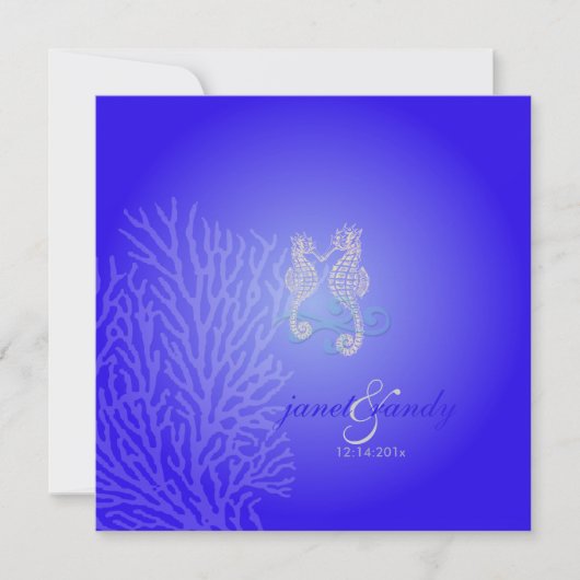 PixDezines Seahorse+koral/ kobalt blauw Kaart (Voorkant)