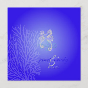 PixDezines Seahorse+koral/ kobalt blauw Kaart
