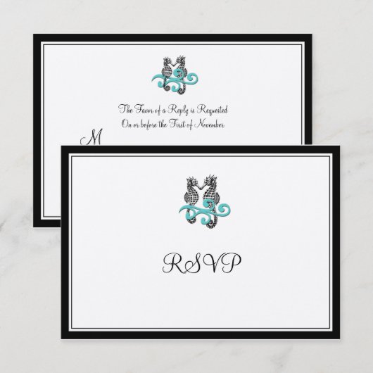 PixDezines Seahorse RSVP's RSVP Kaartje (Voorkant / Achterkant)