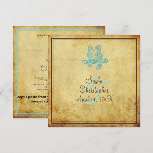 PixDezines  Seahorse / Uitnodigingen (Voorkant / Achterkant)