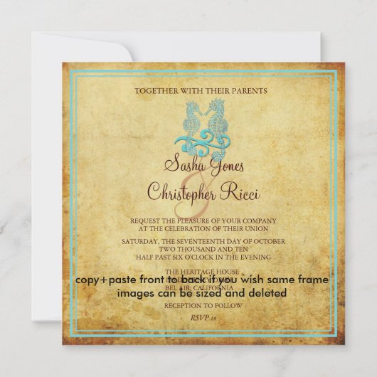 PixDezines Seahorse / Uitnodigingen (Achterkant)