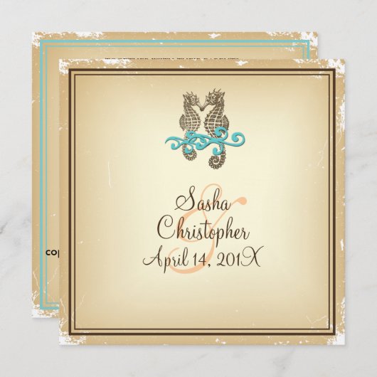 PixDezines  Seahorse / Uitnodigingen (Voorkant / Achterkant)