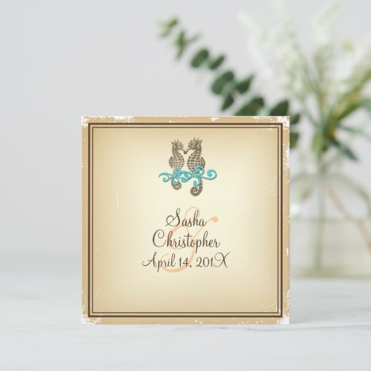 PixDezines  Seahorse / Uitnodigingen (Staand voorkant)