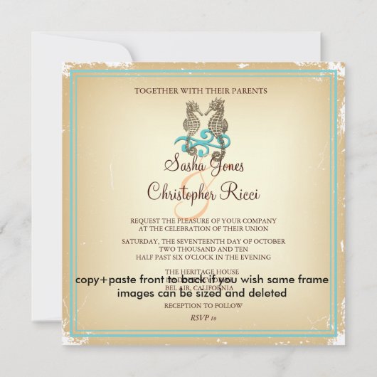 PixDezines  Seahorse / Uitnodigingen (Achterkant)