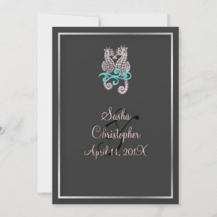 PixDezines Seahorse Wedding Invitations Kaart