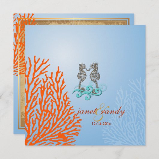 PixDezines  SEAHORSES+CORAL Kaart (Voorkant / Achterkant)