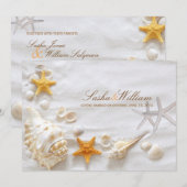 PixDezines SEASHELL/BEACH WEDDING INVITATIONS Kaart (Voorkant / Achterkant)