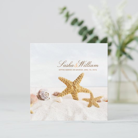 PixDezines Seashells/Beach Invitations/DIY Kaart (Staand voorkant)