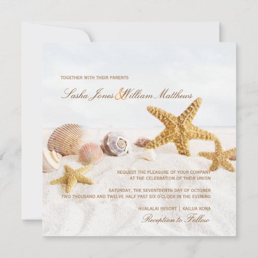 PixDezines Seashells/Beach Invitations/DIY Kaart (Achterkant)