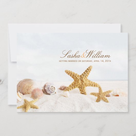 PixDezines Seashells/Beach Invitations Kaart (Voorkant)