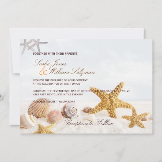 PixDezines Seashells/Beach Invitations Kaart (Achterkant)