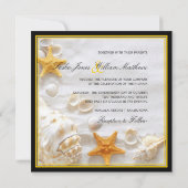 PixDezines Seashells/Beach/yellow+black lijsten Kaart (Achterkant)