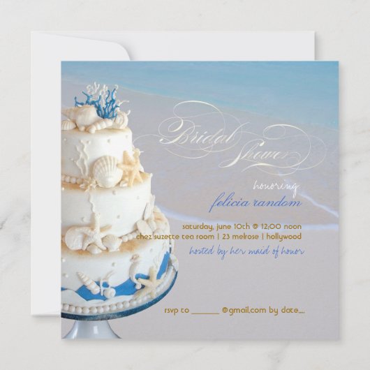 PixDezines Seashells Cake/Vrijgezellenfeest Kaart (Achterkant)