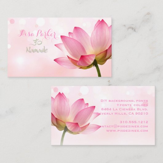 PixDezines serenity roze lotus, Om yoga, genezers Visitekaartje (Voorkant / Achterkant)