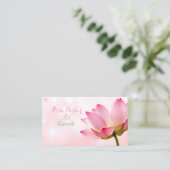 PixDezines serenity roze lotus, Om yoga, genezers Visitekaartje (Staand voorkant)