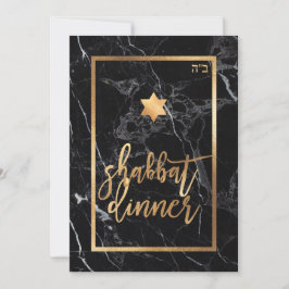 PixDezines Shabbat Dinner/Black Marble/Faux Gold Kaart
