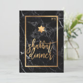 PixDezines Shabbat Dinner/Black Marble/Faux Gold Kaart (Staand voorkant)