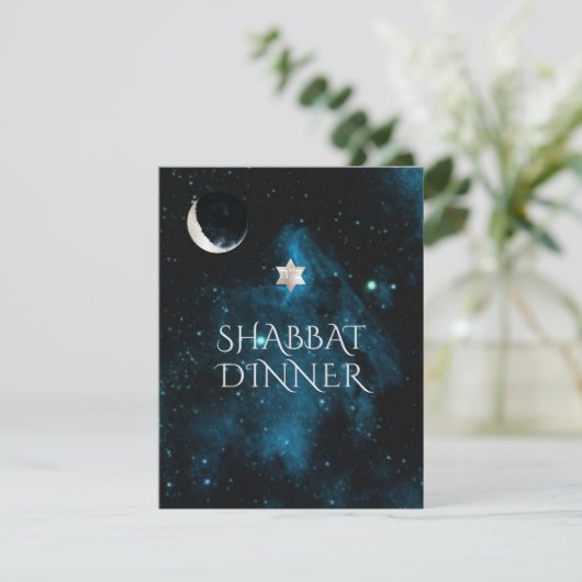 PixDezines Shabbat Dinner Galaxy+Moon Kaart (Staand voorkant)