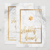 PixDezines Shabbat Dinner/Marble/Faux Gold Kaart (Voorkant / Achterkant)